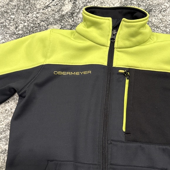 Obermeyer Boy's Rev Fleece Jacket in Green/Black Size Medium L81313 #1009 - Picture 2 of 12